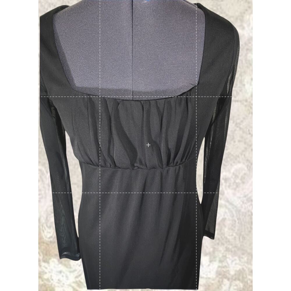 Vintage Y2K Beaded Hem Mesh Sleeve Midi Dress Whimsygoth M - Picture 3 of 11